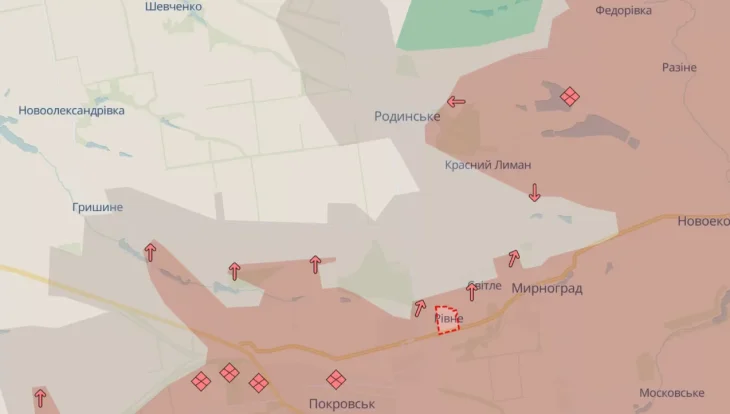 Росіяни окупували село Рівне і просунулися біля Покровська, Мирнограду та Родинського
